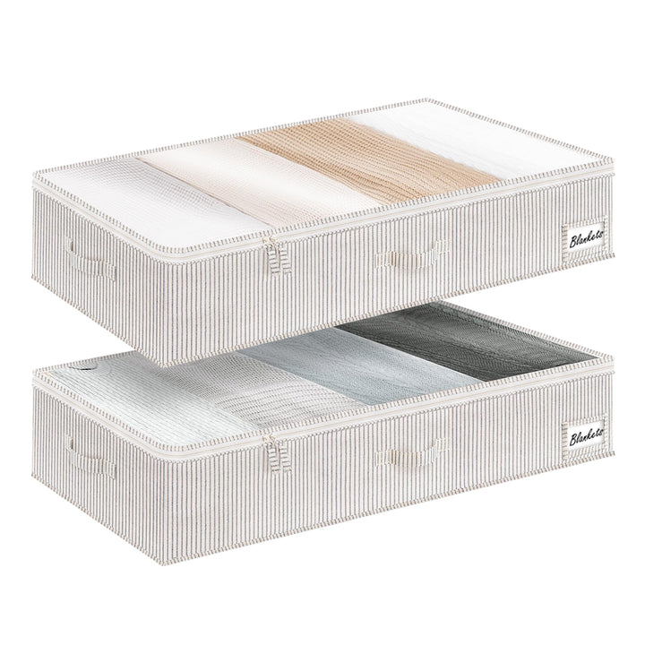 StorageWorks Unterbett Aufbewahrung, grosse Unterbett Aufbewahrungsbox mit Deckel Stoff, faltbare Un