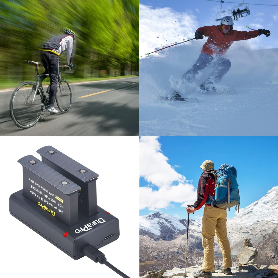 DuraPro 2X 1800mAh Akku + Dual USB Ladegerät mit Typ C-Port für Insta360 ONE X2 Kamera