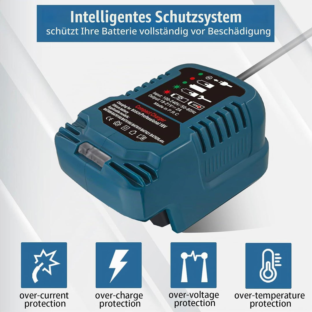 Akku Ladegerät Ersatz für Bosch Professional 18V System Akku GBA Ladegerät GAL kompatibel mit für Bo