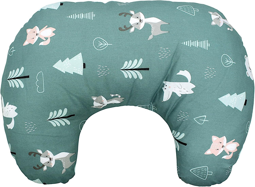 TupTam Baby Stillkissen Klein mit Baumwoll-Bezug, Farbe: Wald/Fuchs/REH/Igel/Bärchen/Grün/Mint Wald