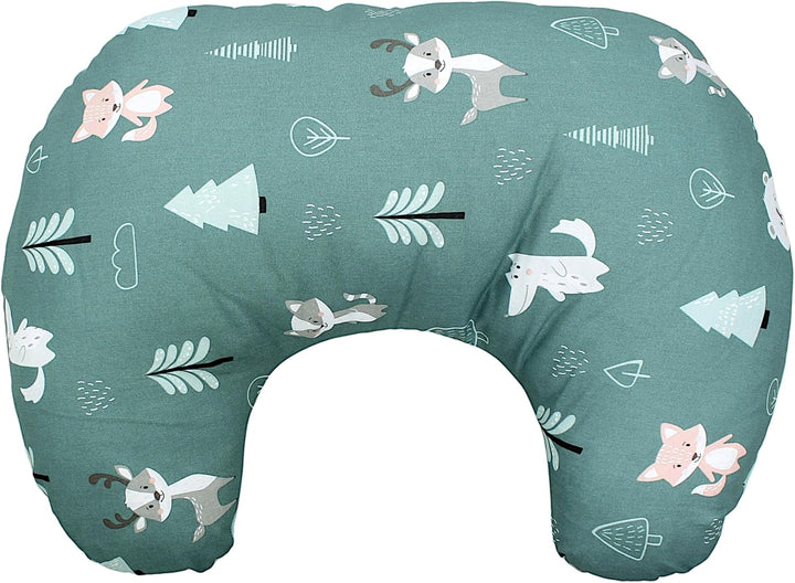 TupTam Baby Stillkissen Klein mit Baumwoll-Bezug, Farbe: Wald/Fuchs/REH/Igel/Bärchen/Grün/Mint Wald