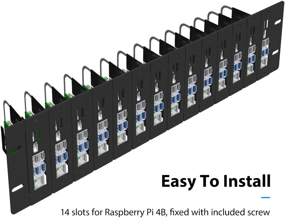 GeeekPi 3U Rack Kit für Raspberry Pi 4B, 19" 3U Rackmount Unterstützt 1-14 Einheiten mit 14 Raspberr