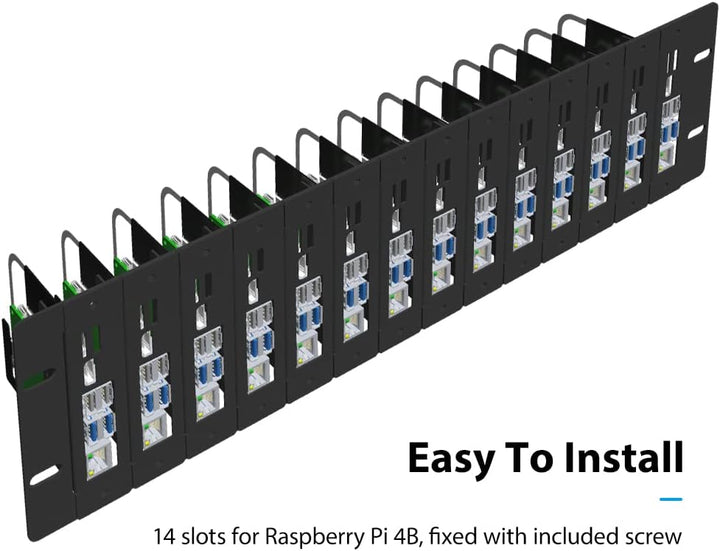 GeeekPi 3U Rack Kit für Raspberry Pi 4B, 19" 3U Rackmount Unterstützt 1-14 Einheiten mit 14 Raspberr