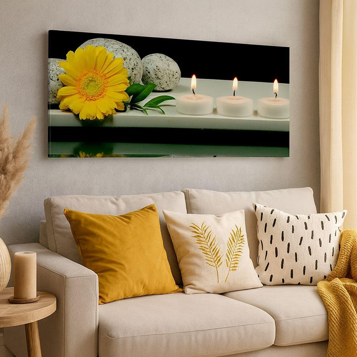Panorama Bilder auf Leinwand Spa Blume Kerze Stein Leinwandbild 90x30cm Wandbilder Dekoration Wohnzi