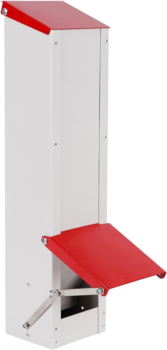 MUYIRTED Edelstahl-Futterautomat Hühner, Futtertrog Hühner, EIN Regenfester Futterautomat Kann Aufge