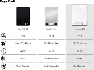 Soehnle Küchenwaage Page Profi 300, digitale Küchenwaage, Gewicht bis zu 20 kg, Haushaltswaage mit S