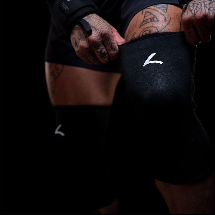 reeva Unisex-Adult Powerlifting Sleeves-7mm Knee Sleeve L Schwarz, L Schwarz