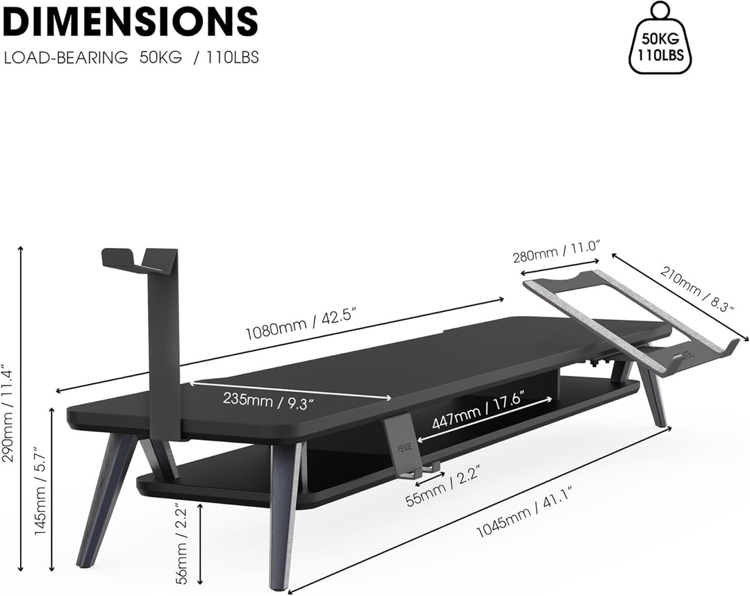 Fenge Dual Monitorständer mit Laptop Halterung/Telefon Halter/Headset Halterung, 2 Etagen Gross Mult