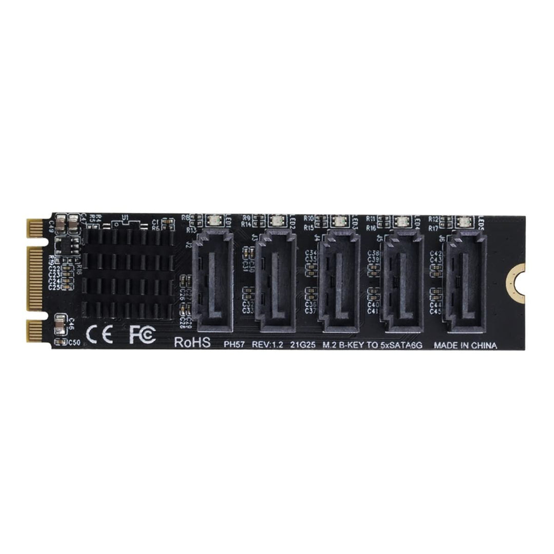 cablecc NGFF Key B+M auf SATA 3.0 6Gbps 5 Ports Adapter Konverter Port JMB575 2280 B+M-Key to 4SATA,
