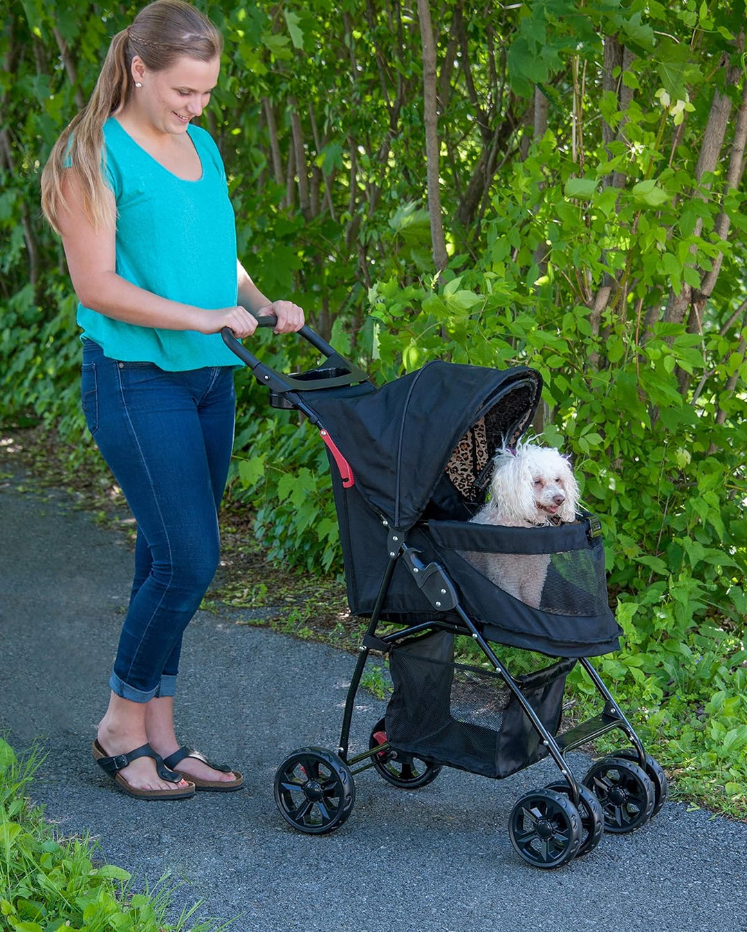 Pet Gear Happy Trails Pet Stroller for Cats/Dogs, Easy Fold with Removable Liner, Storage Basket Jag