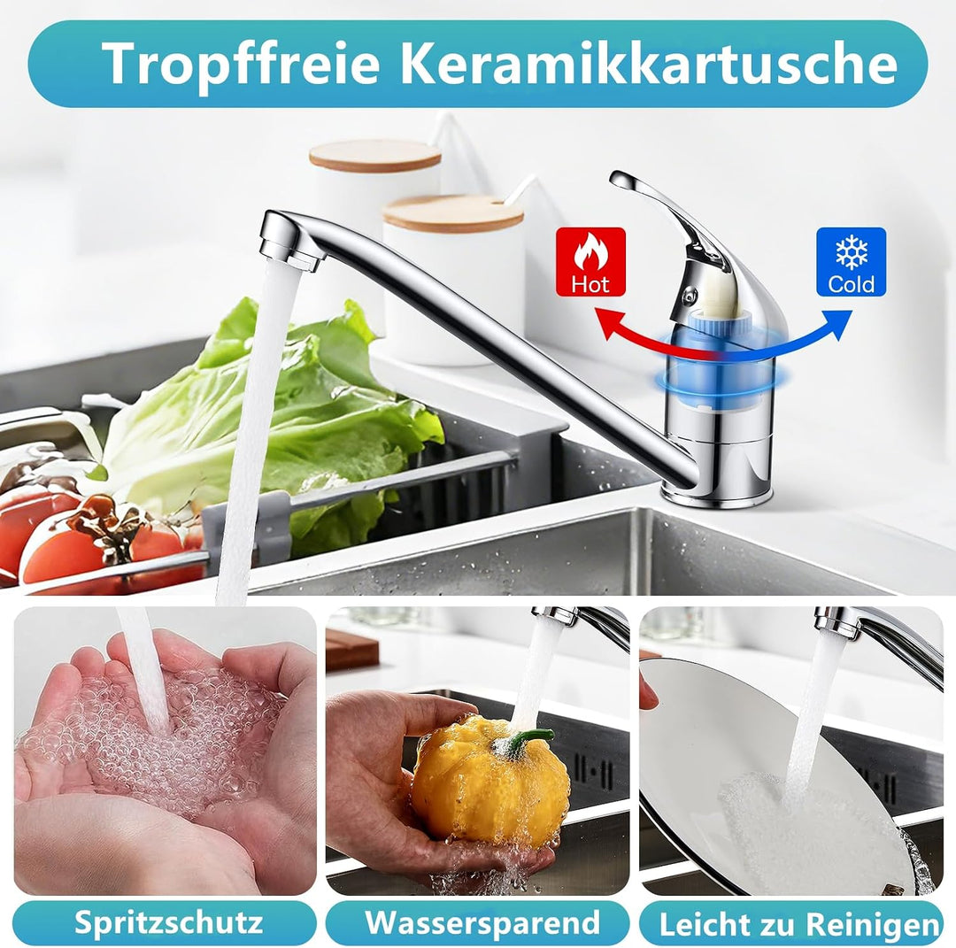 Rehomthy Wasserhahn Küche, Küchenarmatur 360° Schwenkbar, Einhebel Mischbatterie Küche, Spültischarm