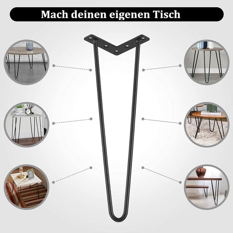 4 Stück Haarnadel Tischbeine Möbelfüsse Metall Tischgestell Haarnadelbeine Möbelbein Austauschbare M