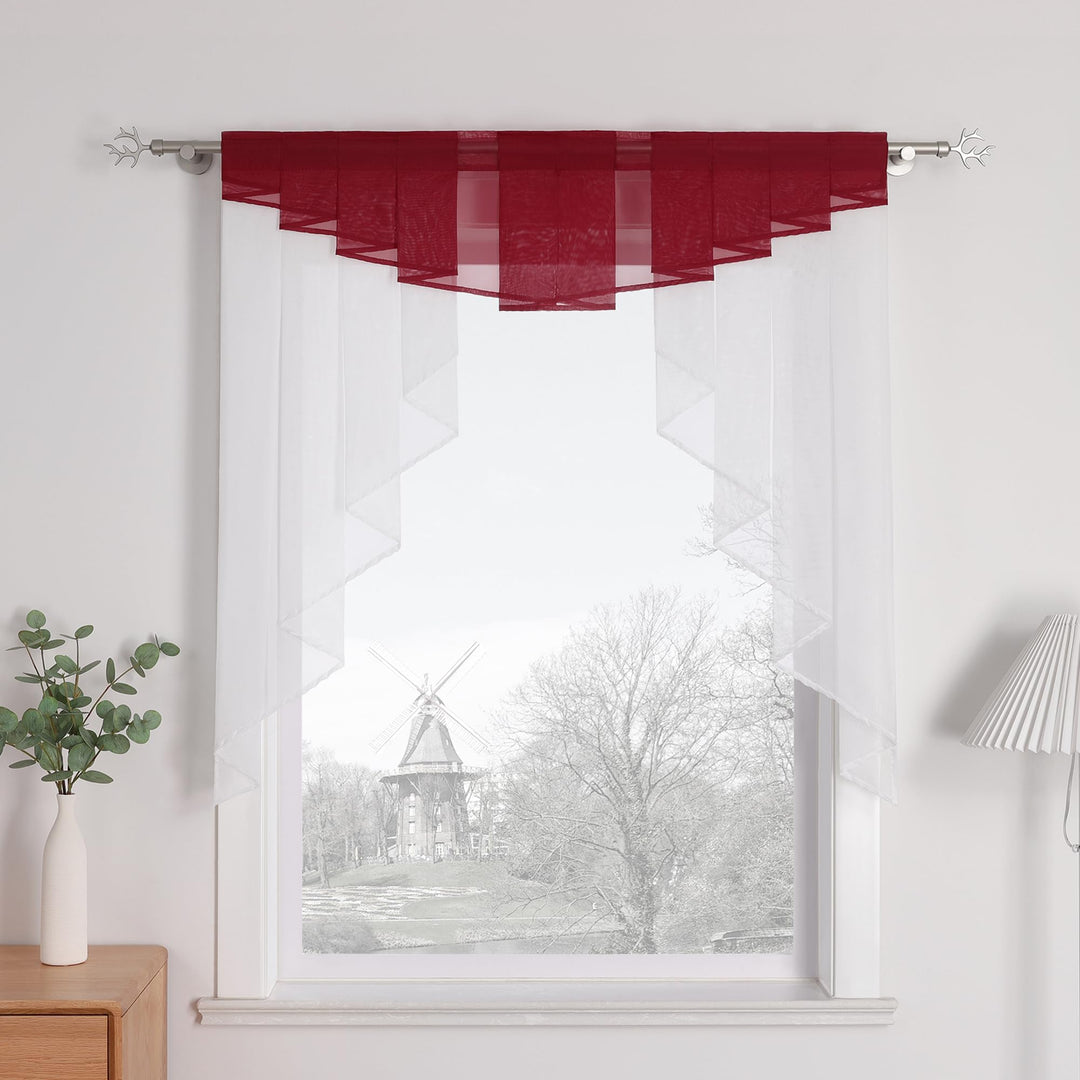 HongYa transparenter Voile Scheibengardine Tunnelzug Kurzstore Küche Kleinfenster Gardine H/B 145/14