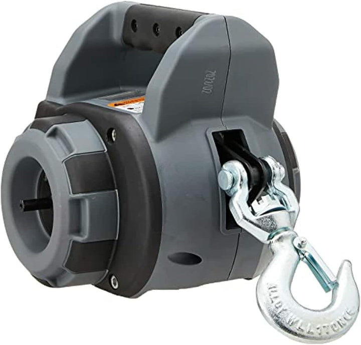 WARN 101575 tragbare Hand-Seilwinde mit 1,2 m synthetischem Seil: 340 kg Zugkraft, Grau 340 kg. Kapa