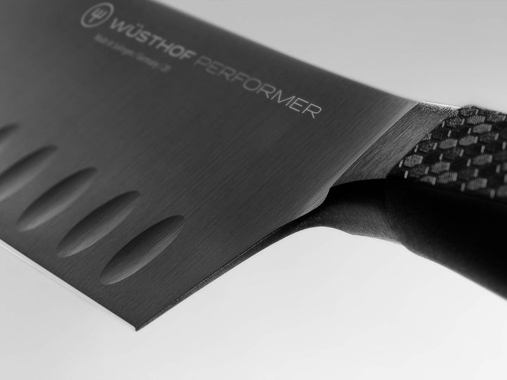 WÜSTHOF Performer Santoku 17 cm, Schwarz,silber Santoku, 17 cm Klinge Single