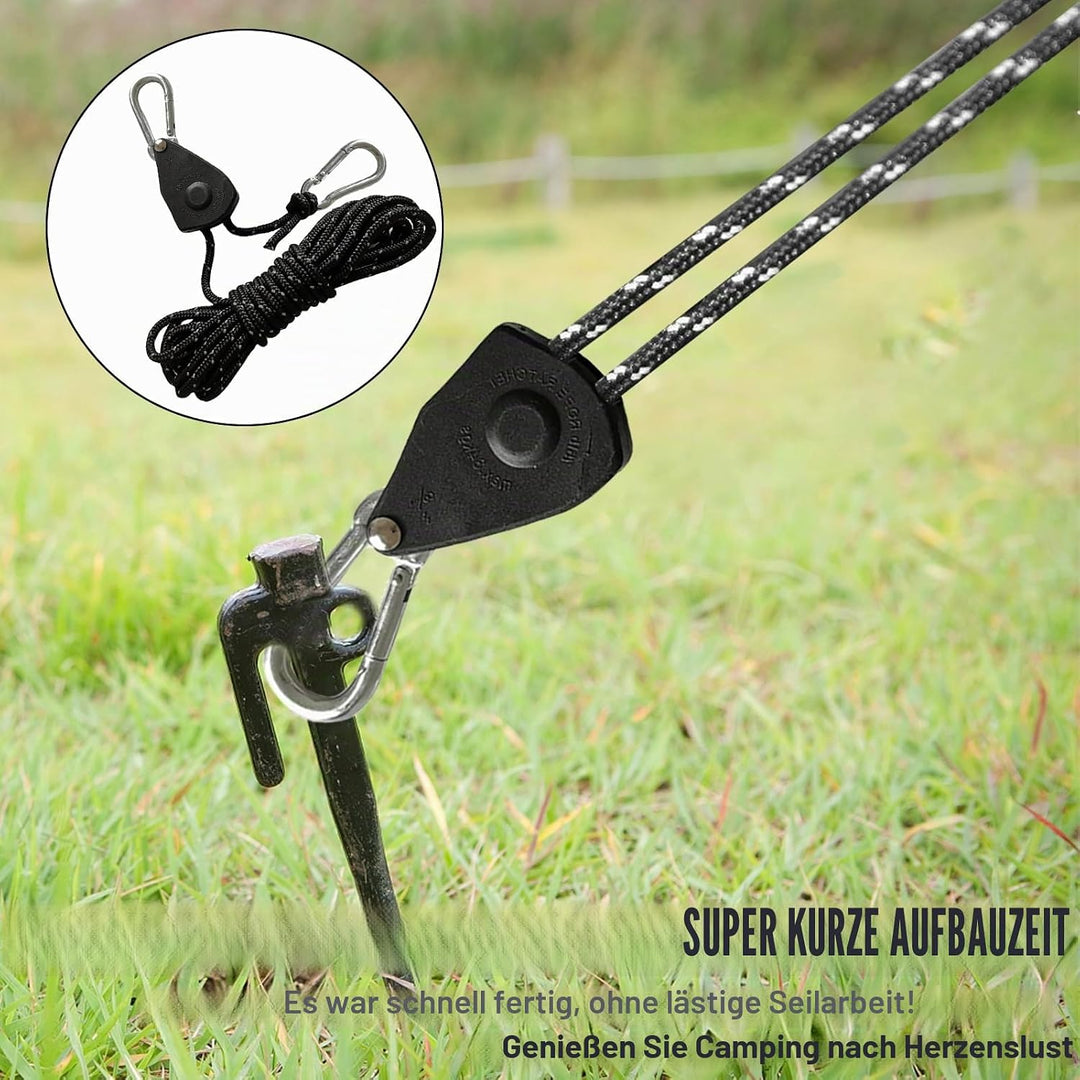 8 Stück 2M Reflektierend Abspannseile Seil mit Seilspanner: 4mm einstellbare Seil Ratsche, Rope Seil