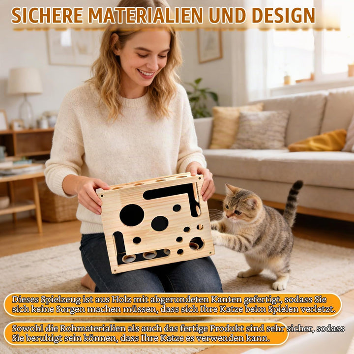 Katzenkratzpuzzle Anreicherungsbox, Katzen Kratzbrett, AnreicherungsBox Katzen Nagelfeilen Holz mit