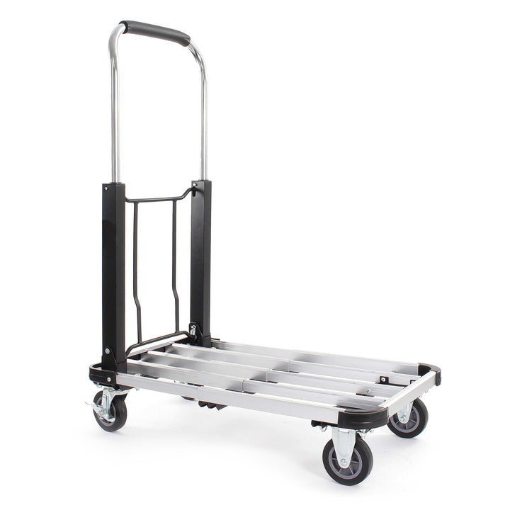 XPOtool Plattformwagen bis 150 kg 710x410 mm, Transportkarre klappbar mit Vollgummireifen, Bremse un