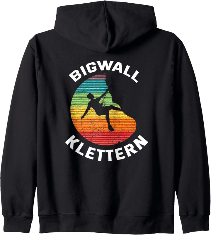 Backprint Bigwall Klettern Bouldern Free climbing Kletterer Kapuzenjacke