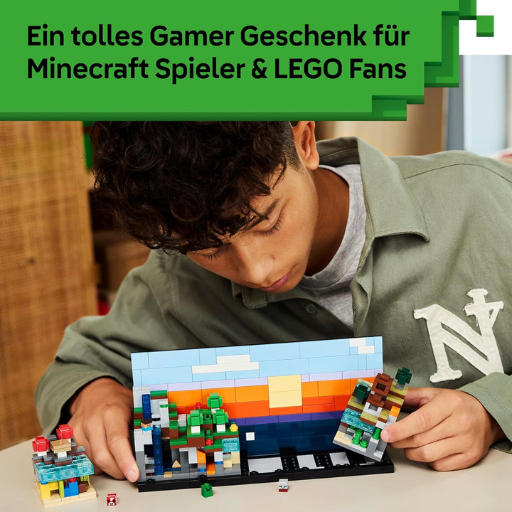 LEGO Minecraft Mini-Biome - DIY Deko Set - 3D Puzzle mit 5 Mikrofiguren - Kreatives Spielset zum Bau