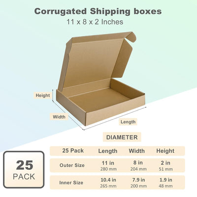 HORLIMER 25 Stück Versandkarton Klein Karton Box, 28x20,4x5,1 cm Verpackungskartons aus Wellpappe fü