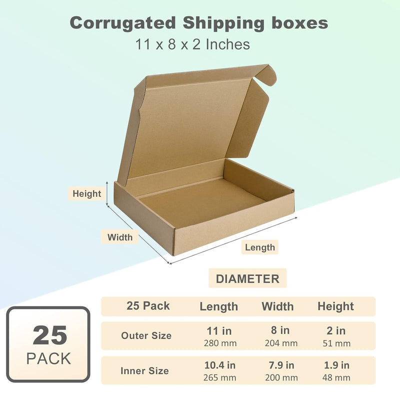 HORLIMER 25 Stück Versandkarton Klein Karton Box, 28x20,4x5,1 cm Verpackungskartons aus Wellpappe fü