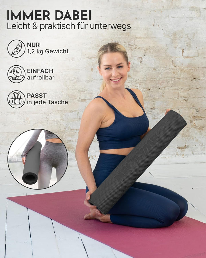 NEOLYMP Yogamatte rutschfest &amp; gelenkschonend – Gelenkschonende Gymnastikmatte &amp; Fitnessmatte für Zu