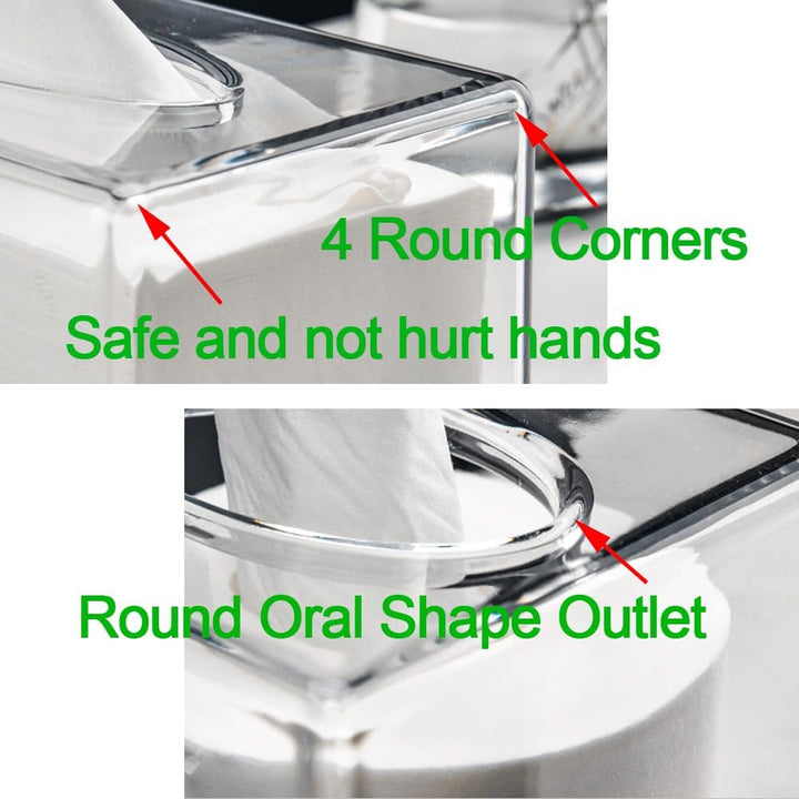 Quadratische transparente Acryl-Taschentuchbox, Box-Abdeckungen, rechteckig, Badezimmer-Gesichts-Ser