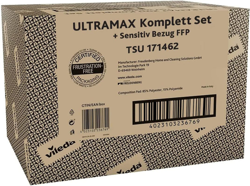 Vileda ULTRAMAX 2in1 Bodenwischer Komplett Set mit extra Sensitive Bezug für sensible Böden, Wischmo