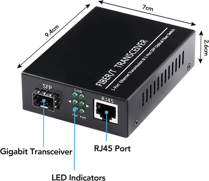 EIN Paar 1,25G / s Bidi Gigabit Singlemode Glasfaser Ethernet Medienkonverter mit 2PCS Bidi SFP LC T