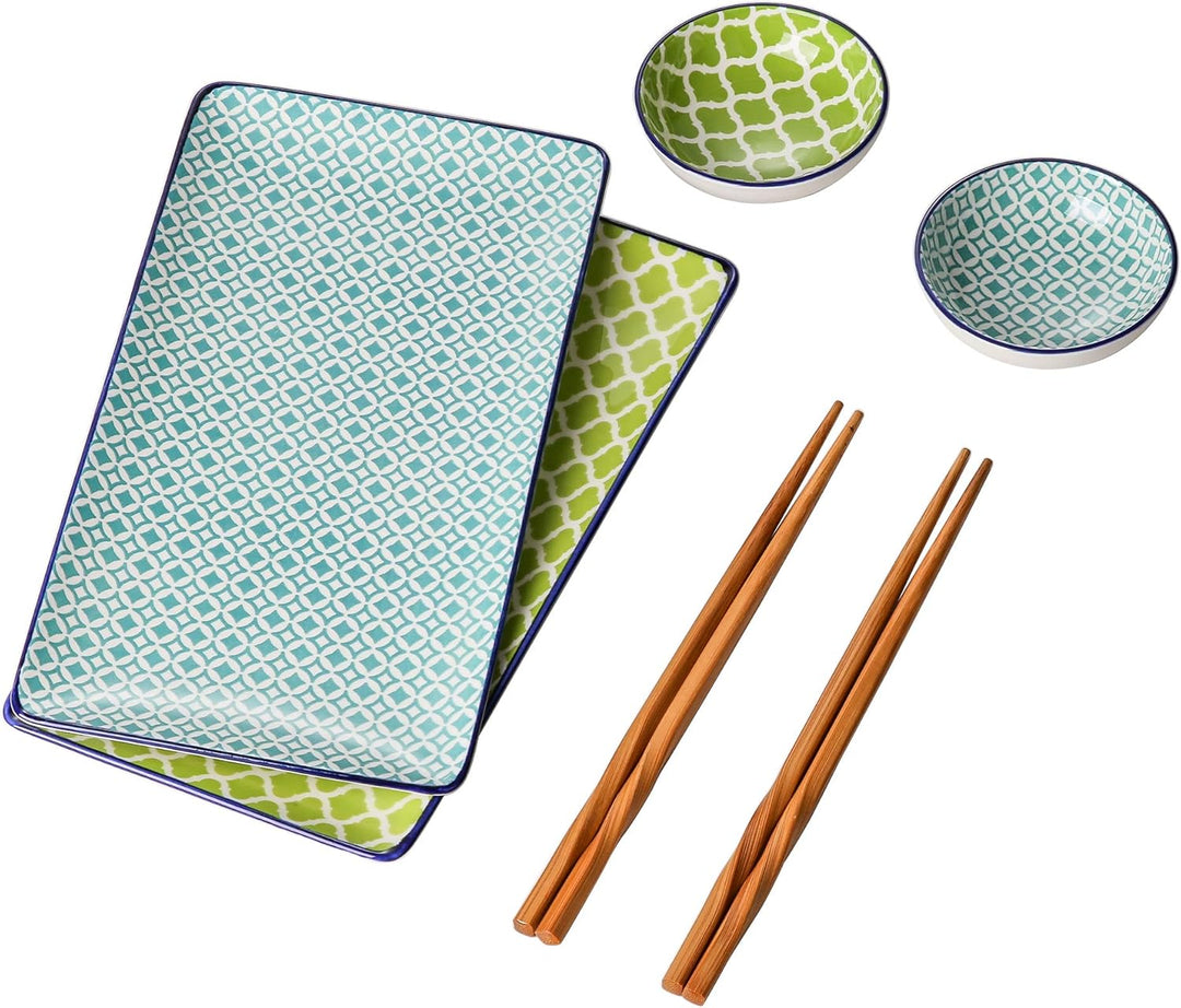 vancasso Sushi Set porzellan, MACARON japanische Ess Service, 6-teilig Geschirr-Set für 2 Personen M