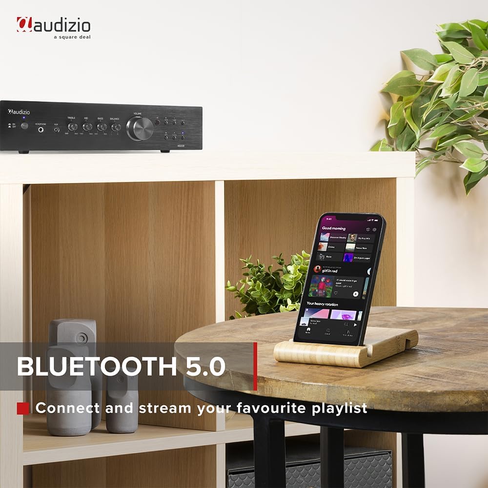 Audizio AD220B - HiFi-Stereo-Verstärker, Bluetooth Verstärker für Lautsprecher und HiFi Anlage, Ampl