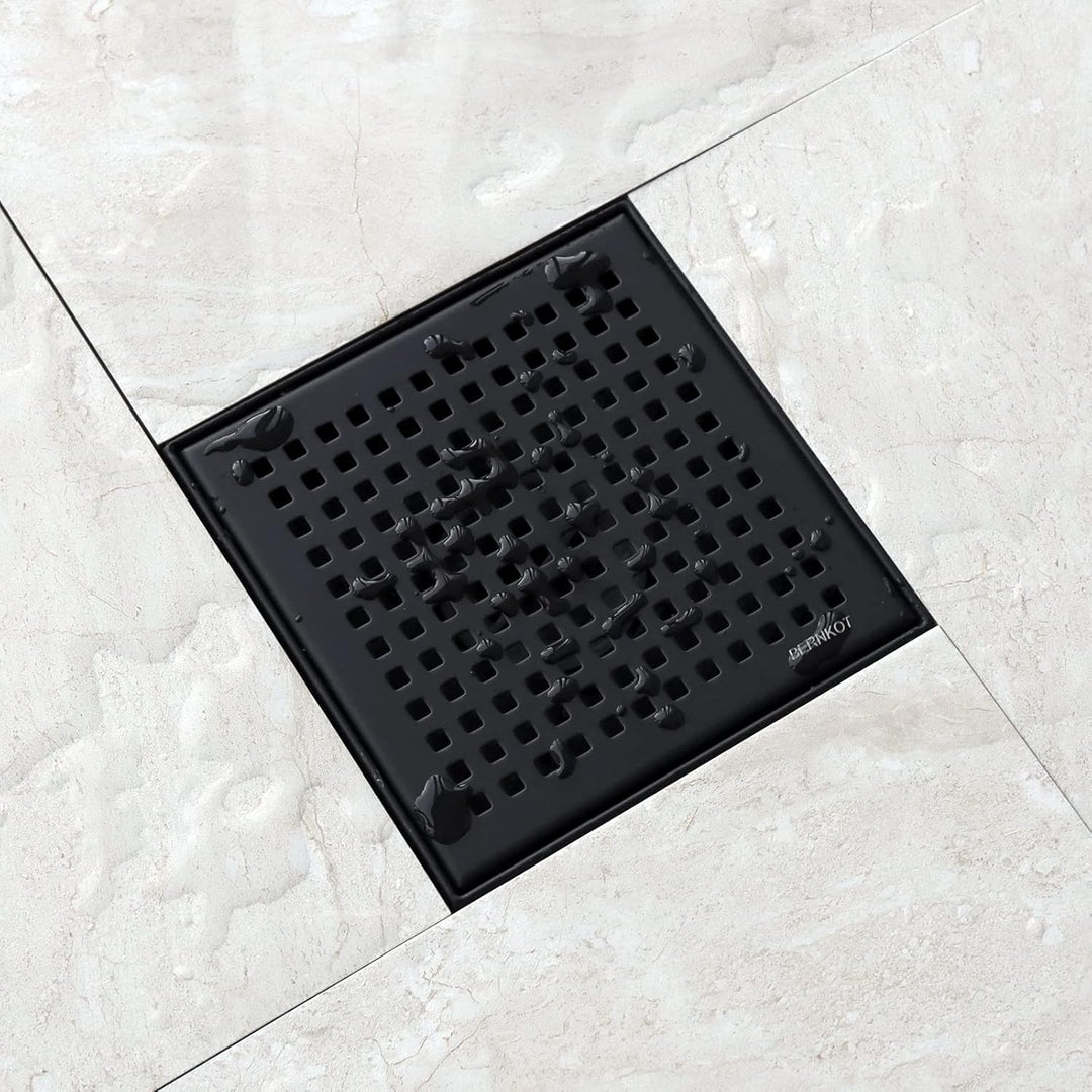 Duschrinne Quadrat 15 * 15cm, 360° Siphon mit Geruchsstop und Haarsieb Edelstahl Ablaufrinne Bodenab