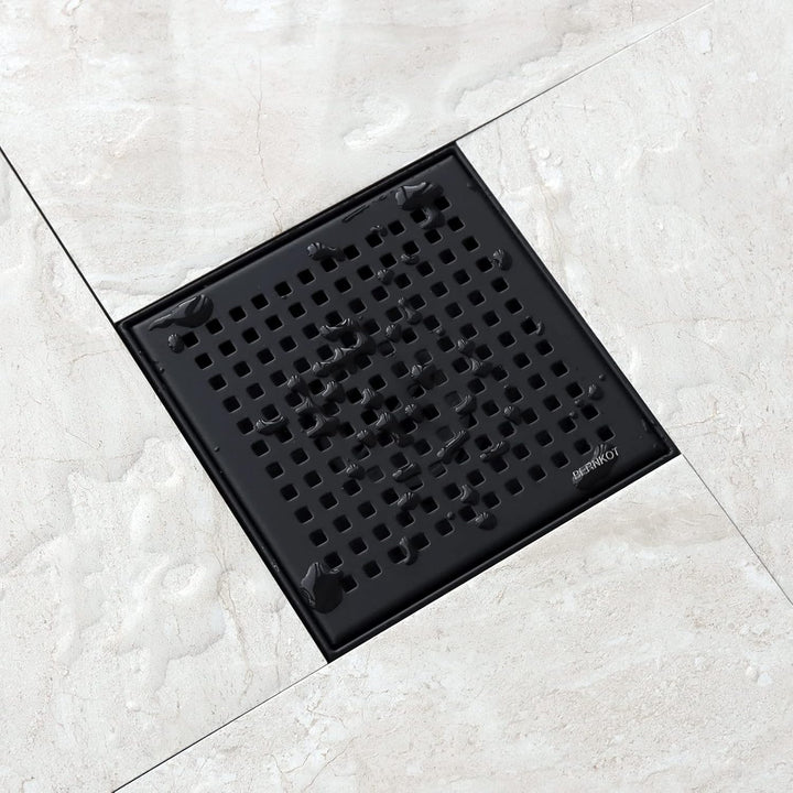 Duschrinne Quadrat 15 * 15cm, 360° Siphon mit Geruchsstop und Haarsieb Edelstahl Ablaufrinne Bodenab