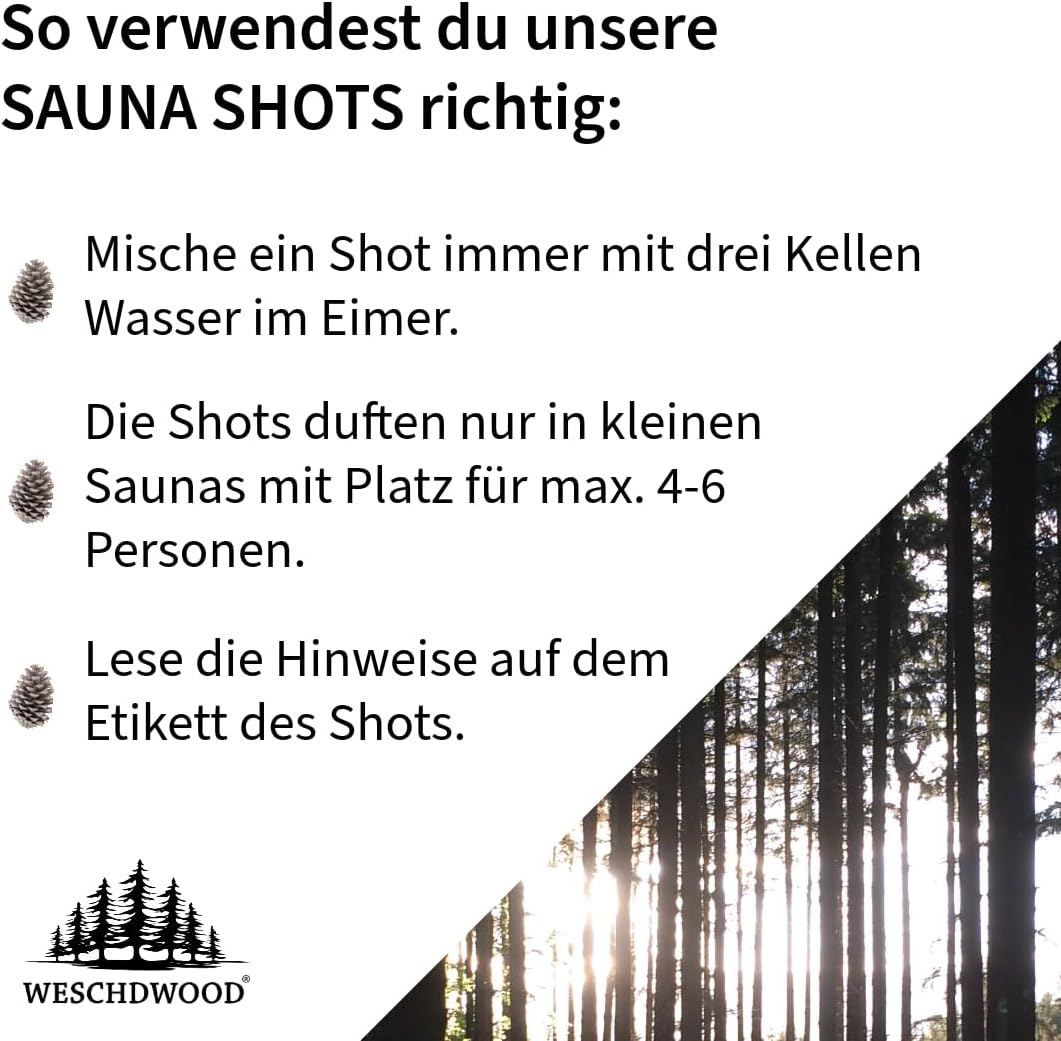 Weschdwood Sauna Shots - 5er Set 19ml Premium Bio Saunaaufguss, perfekt abgestimmt für abwechslungsr