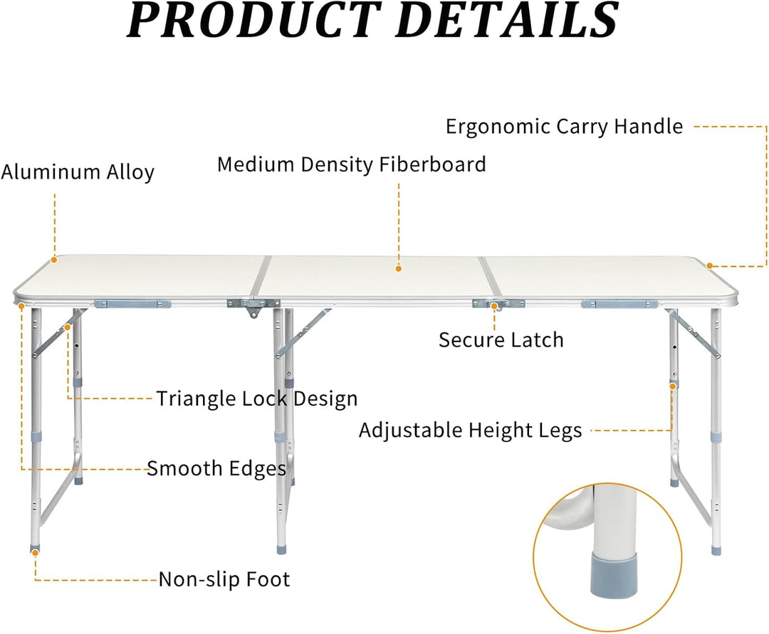 Bonnlo Klapptisch Höhenverstellbar, Gartentisch Wetterfest, Balkontisch Klappbar – Tragbarer Mehrzwe