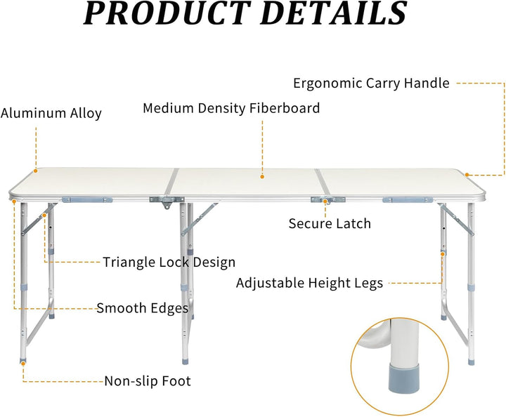 Bonnlo Klapptisch Höhenverstellbar, Gartentisch Wetterfest, Balkontisch Klappbar – Tragbarer Mehrzwe