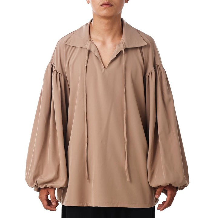 COSDREAMER Herren Piratenhemd Kolonial Shirt Renaissance Dichter Hemd Bluse S Braun, S Braun