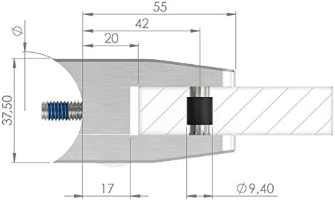 Glasklemme Modell 35, mit AbZ, flacher Anschluss, V2A für 16,76mm Glas