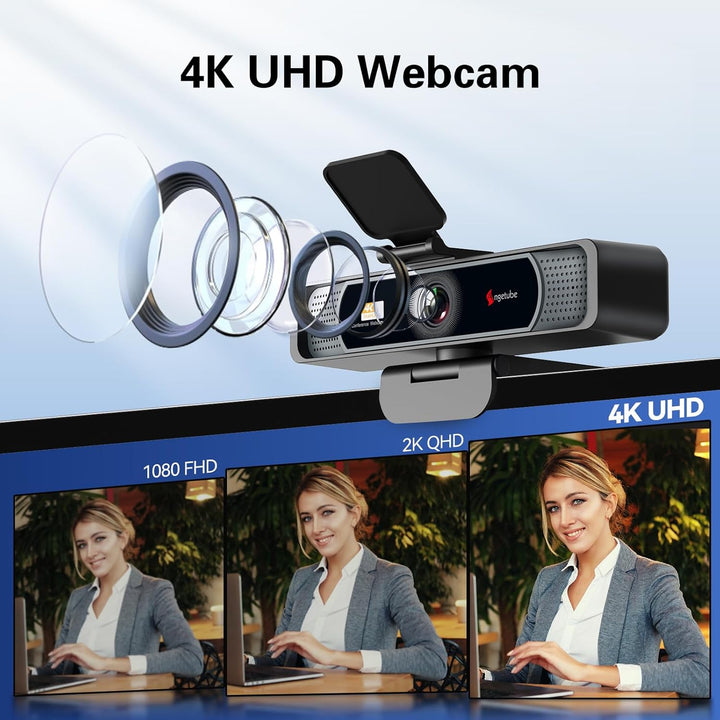 Angetube 914Max 4K Webcam - Streaming-Kamera für PC mit 120° Weitwinkel, PDAF Autofokus, Dual-Mikrof