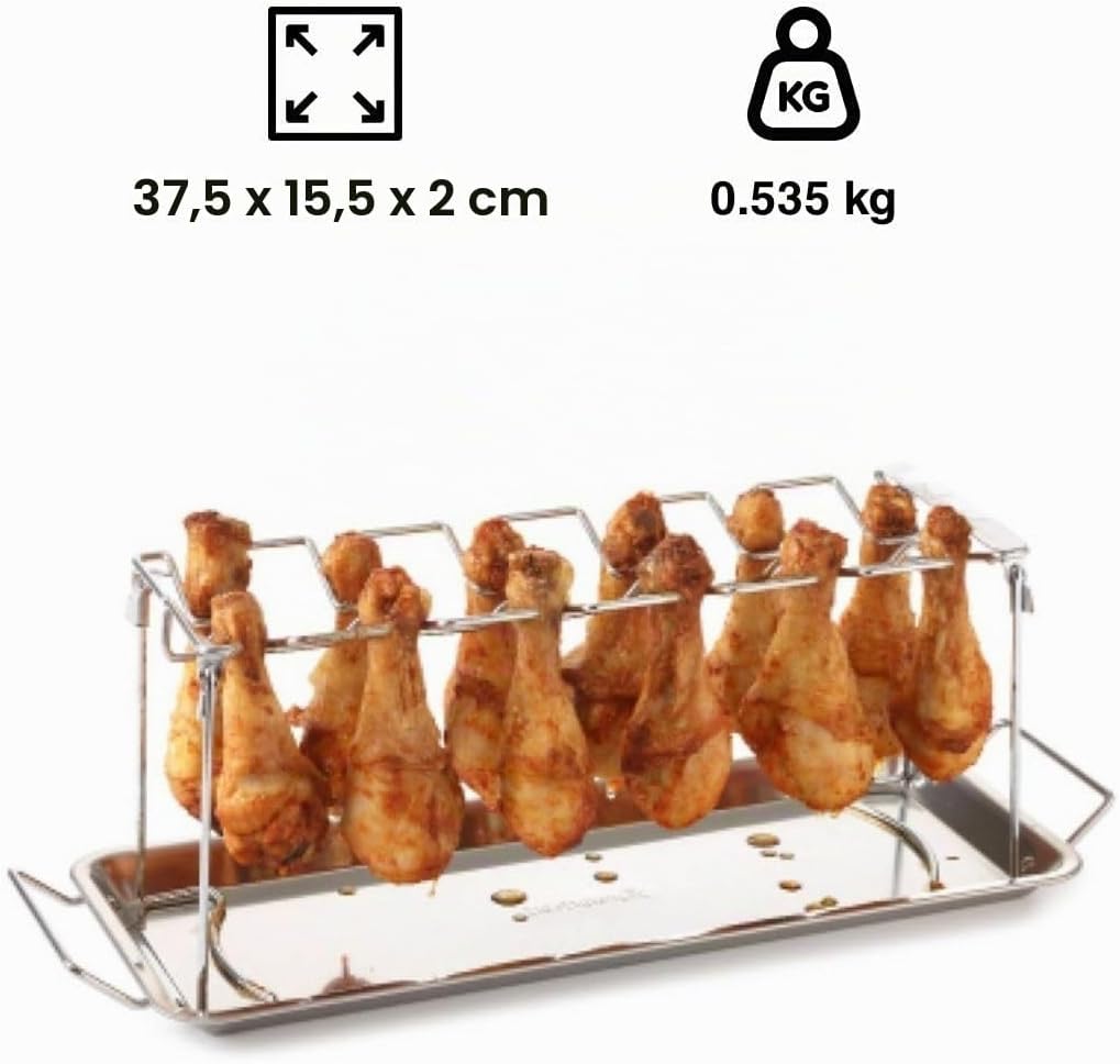 Hähnchenschenkel-Halter Grill-Zubehör Halterung Edelstahl für 12 Hähnchen-Keulen perfekt gegrillte C