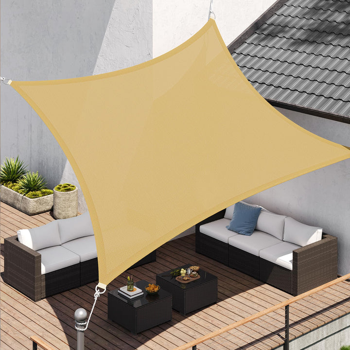 SONGMICS Sonnensegel 3 x 4 m, Sonnenschutz aus HDPE-Gewebe, luftdurchlässig, wasserdurchlässig, für