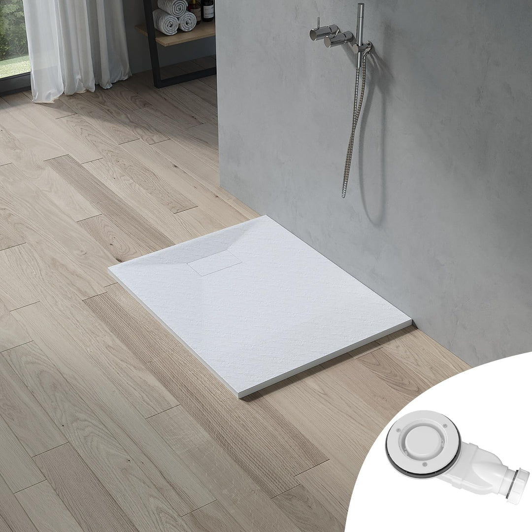 AQUABATOS SMC Duschwanne 100x80 cm Weiss Eckig Quadratisch Duschtasse Duschbecken Brausewanne Brause