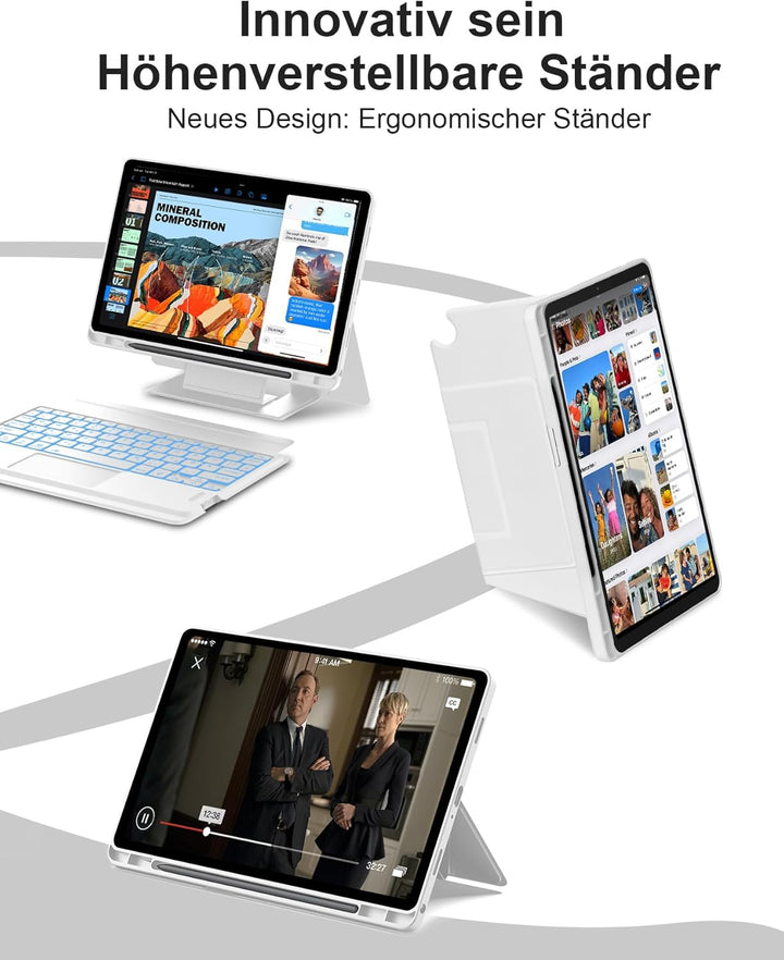 Für Galaxy Tab A9+ 11" Hülle mit Tastatur (2023 SM-X210/X215/X216) - DE QWERTZ, Ergonomische, Innova