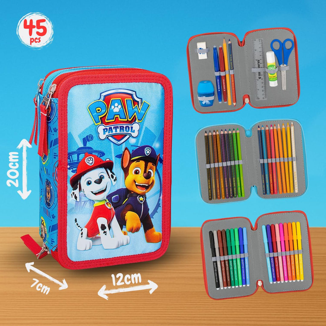Clondo Paw Patrol Federmäppchen Kinder, 3 Organisierte Fächer, Maxi-Mäppchen, Federtasche Junge Gefü
