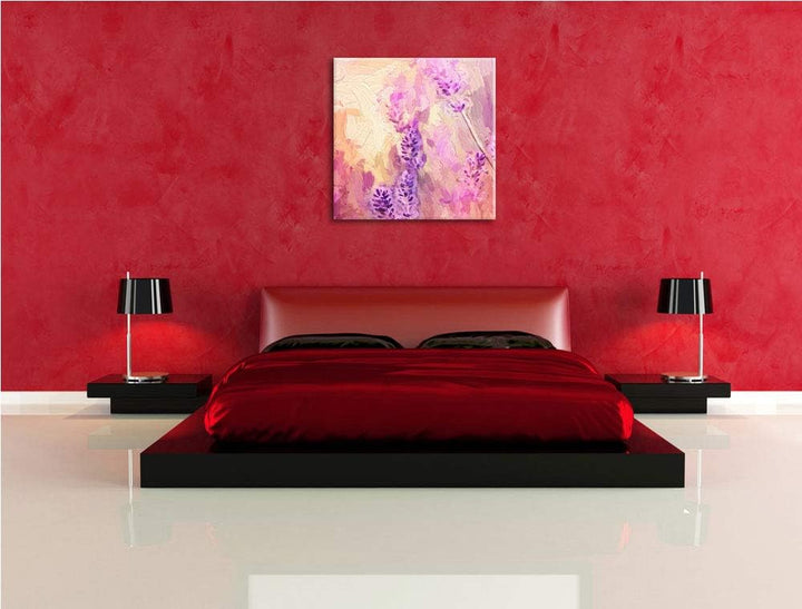 schöner Lavendel, Format: 70x70 auf Leinwand, XXL riesige Bilder fertig gerahmt mit Keilrahmen, Kuns