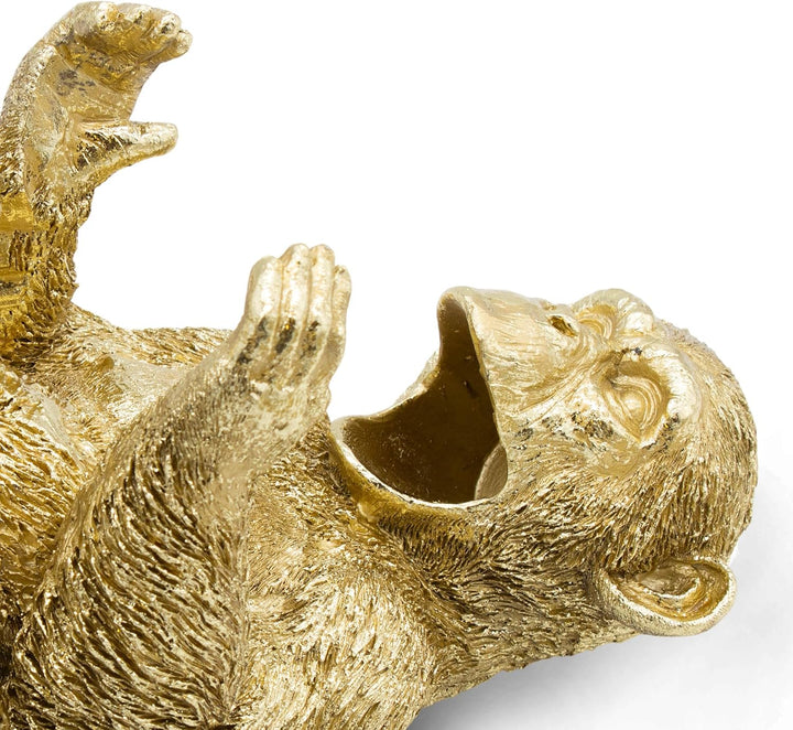 Spetebo Deko Flaschenhalter AFFE Gold - 27 x 15 cm - Halter für Weinflaschen Durstiges Tier - Tischd