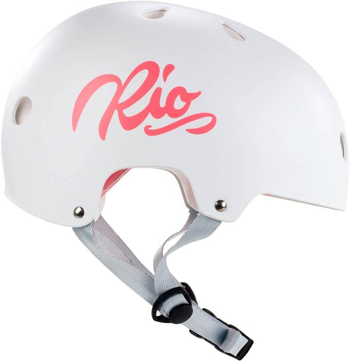 Rio Roller Script Helm, Unisex, für Erwachsene, Unisex-Erwachsene 57/59 cm Weiss, 57/59 cm Weiss