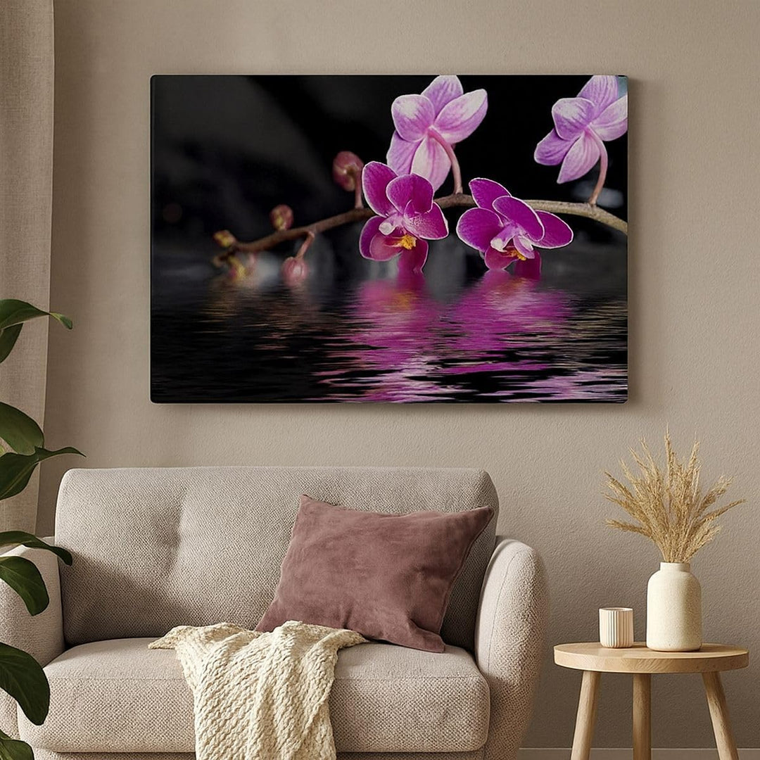 Bilder auf Leinwand 100x70cm Leinwandbild Asien exotisch orchidee blume Gross Wanddeko Bild Schlafzi