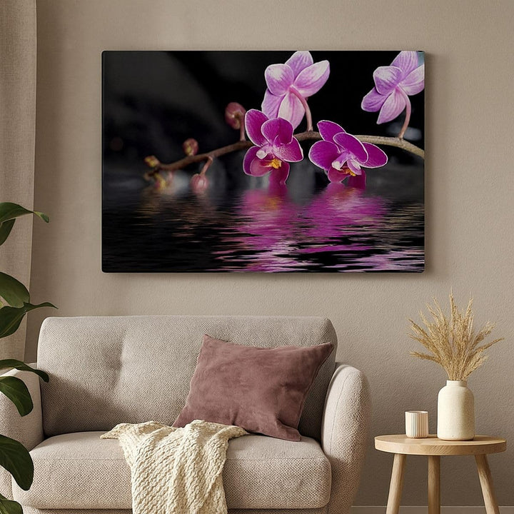 Bilder auf Leinwand 100x70cm Leinwandbild Asien exotisch orchidee blume Gross Wanddeko Bild Schlafzi